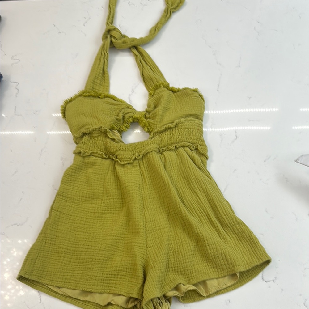 Olive Green Halter Romper